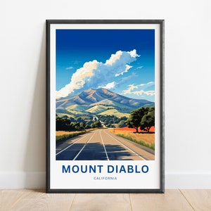 Mount Diablo Travel Print - Mount Diablo poster, California Wall Art, Framed present, Gift California Present