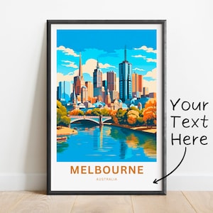 Personalized Melbourne Travel  Print - Melbourne poster, Australia Wall Art, Framed present, Gift Australia Present Decor