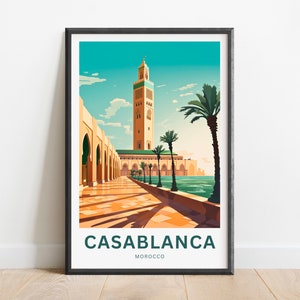 Casablanca Travel Print - Casablanca poster, Morocco Wall Art, Framed present, Gift Morocco Present