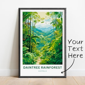 Personalized Daintree Rainforest Travel Print - Daintree Rainforest poster, Queensland, Wall Art, Framed present, Gift Australia Present