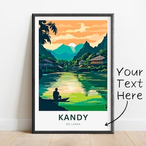 Personalized Kandy Travel Print - Kandy poster, Sri Lanka Wall Art, Framed present, Gift Sri Lanka Present