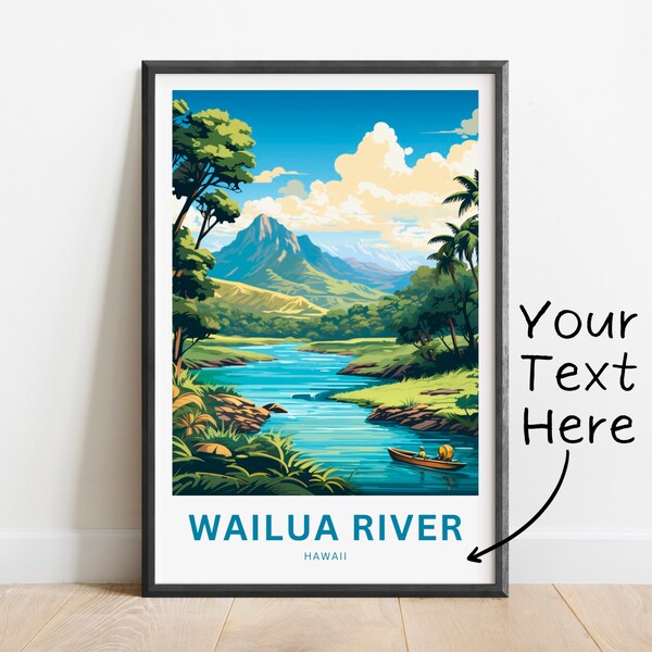 Personalized Wailua River Travel Print - Wailua River poster, Hawaii Wall Art, Framed present, Gift Hawaii Present