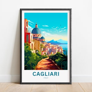 Cagliari Travel Print - Cagliari poster, Italy Wall Art, Framed present, Gift Italy Present