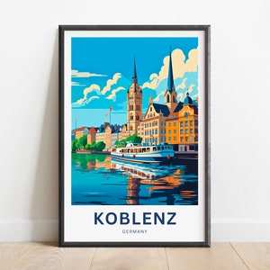 Koblenz Travel Print - Koblenz poster, Germany Wall Art, Framed present, Gift Germany Present