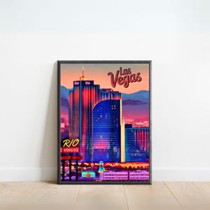 Rio Las Vegas Vintage Travel Poster - Las Vegas Print, US Wall Art, Framed, Gift Nevada Present