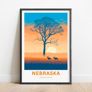 Nebraska Travel Print - Nebraska poster, United States Wall Art, Framed present, Gift United States Present