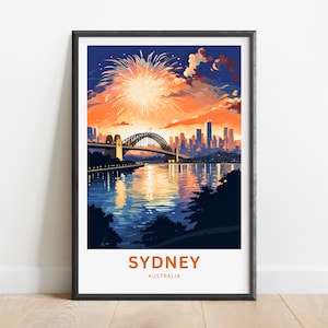 Sydney Harbour Bridge Travel Print - Sydney Harbour Bridge poster, Australia Wall Art, Framed, Gift Australia Decor Present, Custom Text