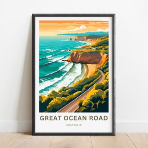 Great Ocean Road Travel Print - Cartel de Great Ocean Road, Arte de la pared de Australia, Presente enmarcado, Regalo Australia Presente