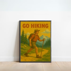 Hiking Poster – Retro Adventure Wall Art for Hikers and Nature Enthusiasts