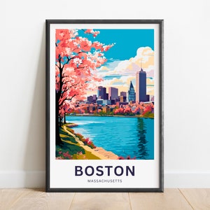 Boston Travel Print - Boston poster, Massachusetts Wall Art, Framed present, Gift Massachusetts Present