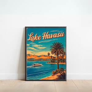 Lake Havasu Vintage Travel Poster - Lake Havasu Print, Arizona Wall Art, Framed, Gift Arizona Present