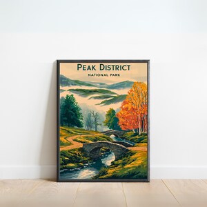 Peak District Vintage Travel Poster - Peak District Print, England Wall Art, Framed, Gift England Present
