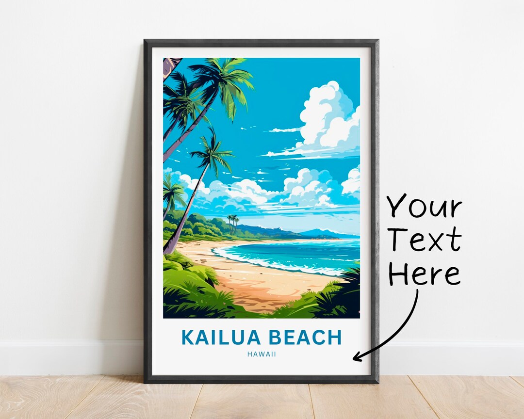Personalized Kailua Beach Travel Print Kailua Beach Poster Etsy