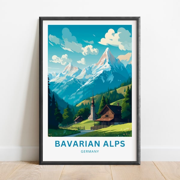 Bavarian alps  Travel Print - Bavarian alps poster, Germany Wall Art, Framed present, Gift Germany Present