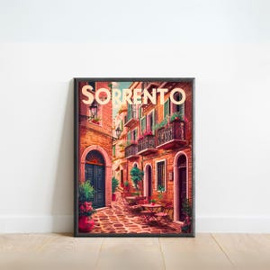 Sorrento Vintage Travel Poster - Sorrento Print, Italy Wall Art, Framed, Gift Italy Present