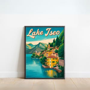 Lake Iseo Vintage Travel Poster - Lake Iseo Print, Italy Wall Art, Framed, Gift Italy Present