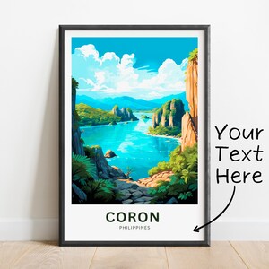 Personalized Coron Travel Print - Coron poster, Palawan Philippines Wall Art, Framed present, Gift Palawan Philippines Present