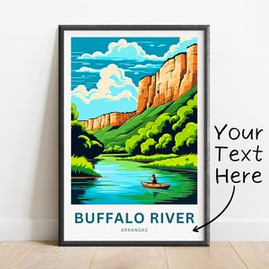 Personalized Buffalo River Travel Print - Buffalo River poster, Arkansas Wall Art, Framed present, Gift Arkansas Present