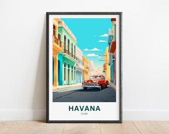 Havanna Travel Print - Havanna Poster, Kuba Wandkunst, gerahmtes Geschenk, Geschenk Kuba vorhanden
