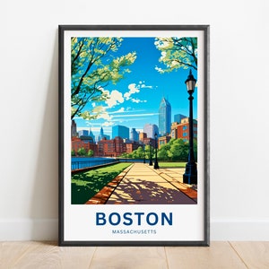 Boston Travel Print - Boston poster, Massachusetts Wall Art, Framed present, Gift Massachusetts Present