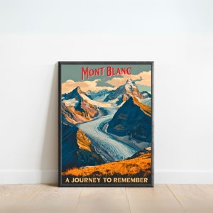 Vintage Mont Blanc reisposter - Mont Blanc-print, Frankrijk muurkunst, ingelijst cadeau, cadeau Frankrijk cadeau