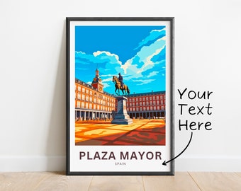 Personalized Plaza Mayor Travel Print - Plaza Mayor poster, Spain Wall Art, Framed present, Gift Spain Present