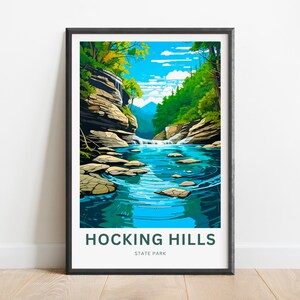 Impresión de viaje de Hocking Hills: póster del parque estatal de Hocking Hills, arte mural de Florida, regalo enmarcado de Estados Unidos, regalo de Ohio