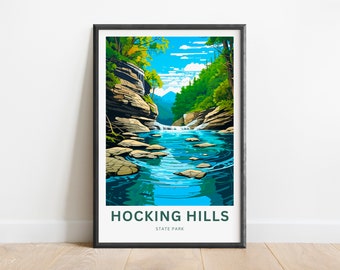 Hocking Hills Travel Print - Hocking Hills State Park poster, Florida Wall Art, United States Framed present, Gift Ohio Present