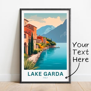 Personalized Lake Garda Travel Print - Lake Garda poster, Italy Wall Art, Framed present, Gift Italy Present