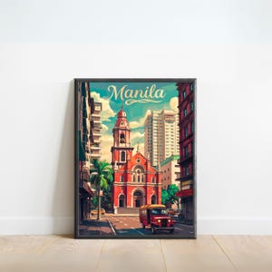Manila Vintage Reise Poster - Manila Druck, Philippinen Wand Kunst, gerahmt, Geschenk Philippinen Geschenk