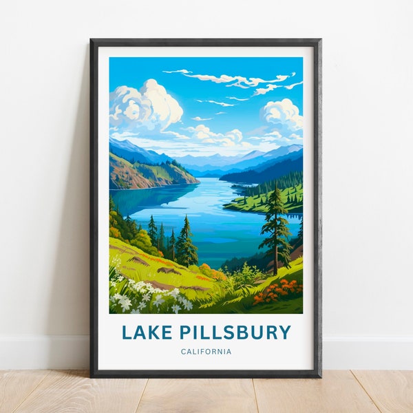 Lake Pillsbury Travel Print - Lake Pillsbury poster, California Wall Art, Framed present, Gift California Present