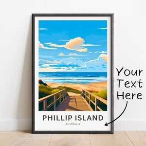 Personalisierter Phillip Island Reisedruck - Phillip Island Poster, Australien Wandkunst, gerahmtes Geschenk, Geschenk Australien vorhanden