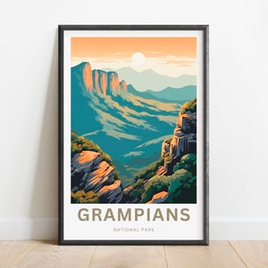 Grampians Travel Print - Grampians poster, National Park Wall Art, Framed present, Gift Australia Present