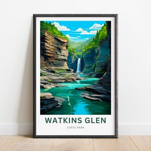 Watkins Glen Travel Print - Watkins Glen State Park poster,  New York Wall Art, Framed present, Gift United States Present