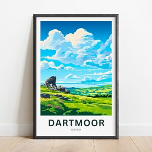 Dartmoor Travel Print - Dartmoor poster, Devon Wall Art, Framed present, Gift England Present