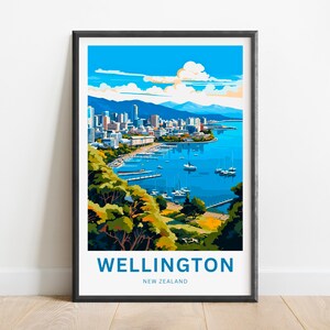 Wellington Travel Print - Wellington poster, Zealand Wall Art, Framed present, Gift Zealand Present