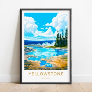 Yellowstone Travel Print - Yellowstone Tower poster, National Park Wall Art, Framed present, Gift Wyoming Present