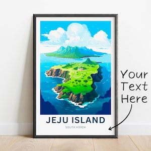 Personalized Jeju Island Travel Print - Jeju Island poster, South Korea Wall Art, Framed present, Gift South Korea Present