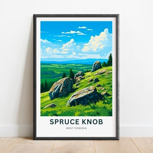 Spruce Knob Reisedruck - Spruce Knob Poster, West Virginia Wandkunst, gerahmtes Geschenk, West Virginia National Forest Geschenk Kunst, benutzerdefinierter Text