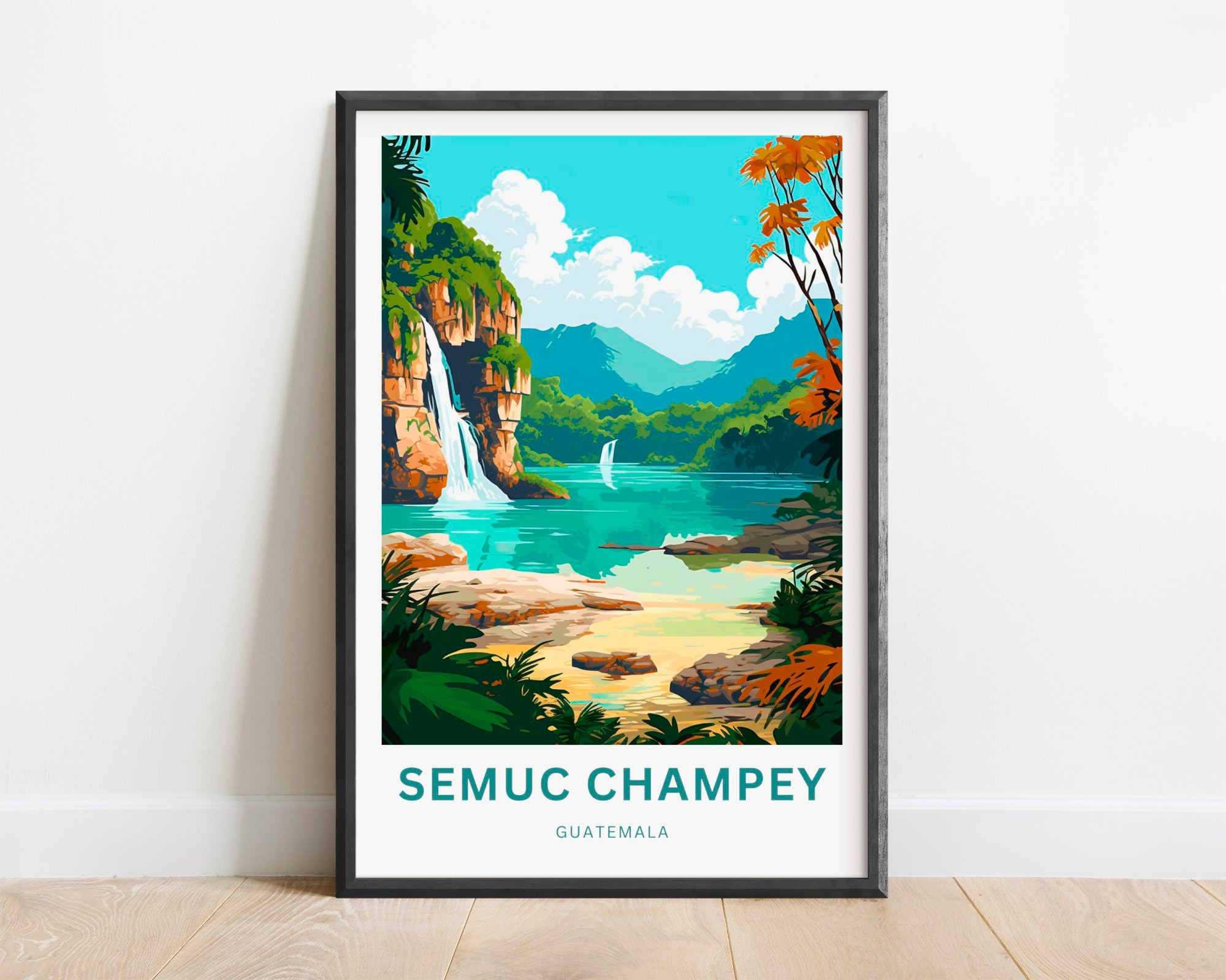Semuc Champey Travel Print - Semuc Champey poster, Guatemala Wall Art, Framed present, Gift Mexico Present