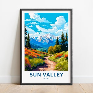 Sun Valley Travel Print - Sun Valley poster, Idaho Wall Art, Framed present, Gift Idaho Present