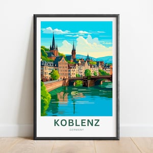 Koblenz Travel Print - Koblenz poster, Germany Wall Art, Framed present, Gift Germany Present