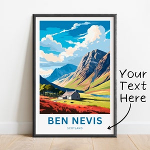 Personalized Ben Nevis Travel Print - Ben Nevis poster, Scotland Wall Art, Framed present, Gift Scotland Present