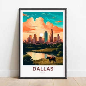 Dallas Travel Print - Dallas poster, Texas Wall Art, Framed present, Gift Texas Present, Customize Your Text