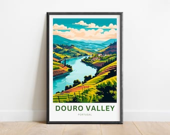 Impresión de viaje del Valle del Duero - Cartel del Valle del Duero, Arte de la pared de Portugal, Presente enmarcado, Regalo Portugal Presente