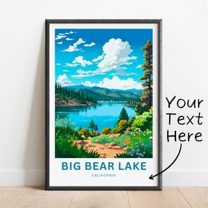 Personalized Big Bear Lake Travel Print - Big Bear Lake poster, California Wall Art, Framed present, Gift California Present