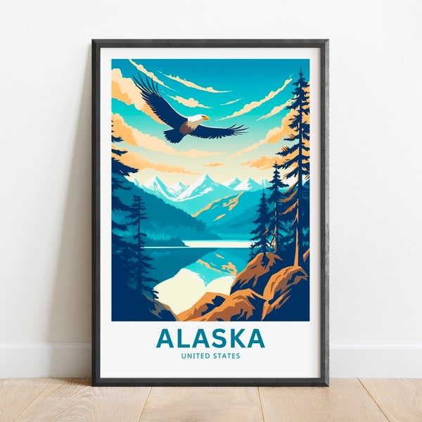 Alaska Travel Print - Alaska poster, United States Wall Art, Framed present, Gift United States Present