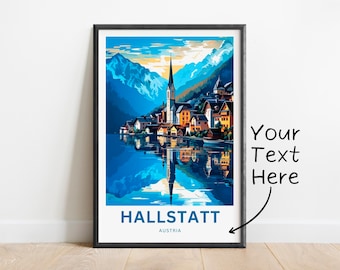 Personalized Hallstatt Travel Print - Hallstatt poster, Austria Wall Art, Framed present, Gift Austria Present