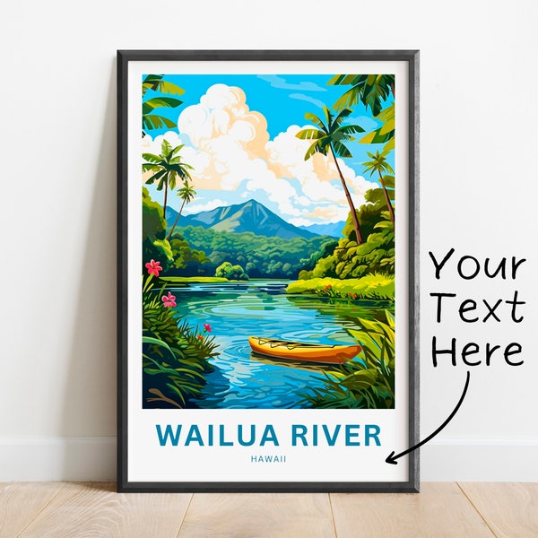 Personalized Wailua River Travel Print - Wailua River poster, Hawaii Wall Art, Framed present, Gift Hawaii Present