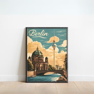 Berlijn vintage reisposter - Berlijn print, Duitsland muurkunst, ingelijst cadeau, cadeau Duitsland cadeau